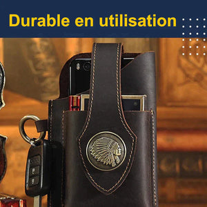 【CADEAU SPECIAL POUR PERE】Étui de Téléphone en Cuir Multifonctionnel