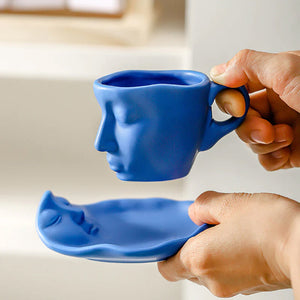 Métal touchant le visage créatif baiser en céramique Tasse à café