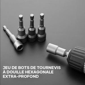 Jeu d'Embouts de Tournevis à Douille Hexagonale Extra-profond