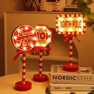 Panneau de signalisation de Noël Décoration Lumières