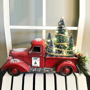 Pièce maîtresse de Noël de camion de ferme rouge