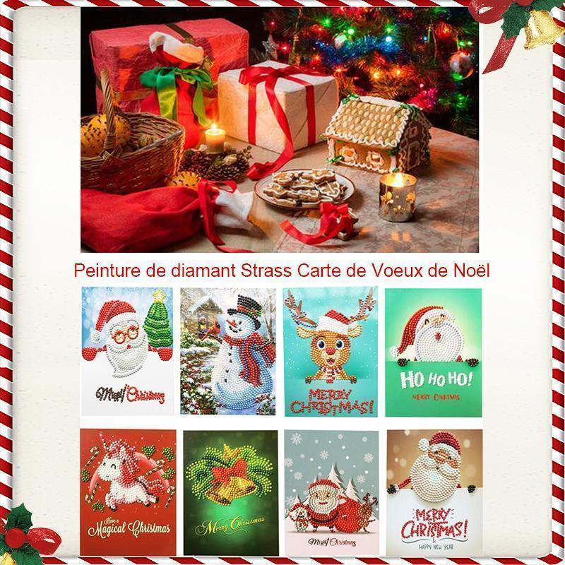 Peinture de Diamant Strass Carte de Voeux de Noël (8 CARTES)