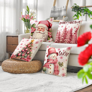 Housses de coussin de Noël roses