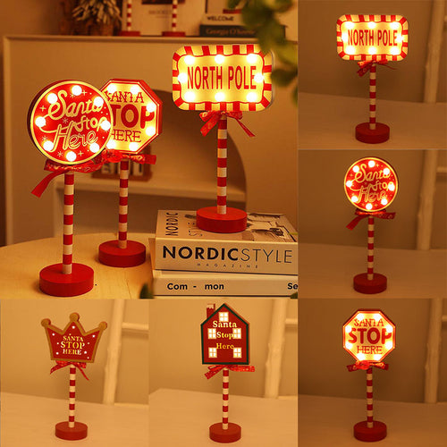 Panneau de signalisation de Noël Décoration Lumières