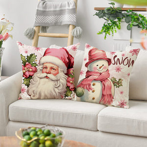 Housses de coussin de Noël roses