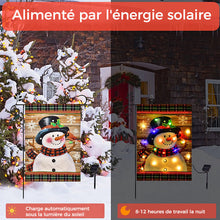 Charger l&#39;image dans la galerie, Drapeau de jardin LED bonhomme de neige