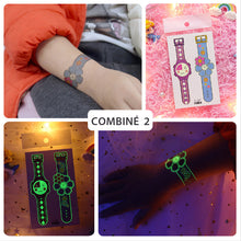 Charger l&#39;image dans la galerie, Autocollants de tatouages lumineux de dessin animé de course de montre pour enfants