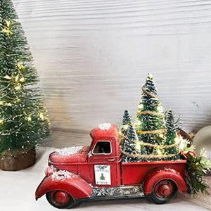 Pièce maîtresse de Noël de camion de ferme rouge