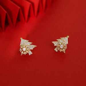 Boucles d'oreilles sapin de Noël rotatives