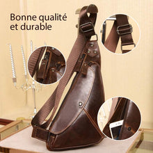 Charger l&#39;image dans la galerie, Sac Poitrine Bandoulière Homme Cuir Véritable Sacoche