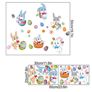 Sticker mural oeuf de lapin de pâques, 2 feuilles