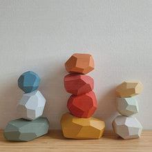 Charger l&#39;image dans la galerie, Wood Rock Set Balancing Blocks Jouet en bois naturel