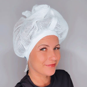 Bonnet en filet pour sécher les cheveux bouclés