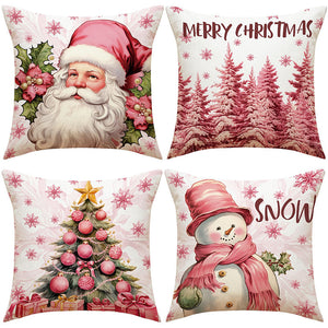 Housses de coussin de Noël roses