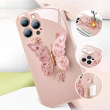 Charger l&#39;image dans la galerie, Coque en Verre Plat Motif Papillon 3D Compatible avec iPhone