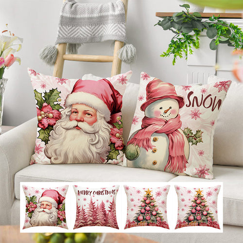 Housses de coussin de Noël roses