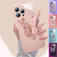 Charger l&#39;image dans la galerie, Coque en Verre Plat Motif Papillon 3D Compatible avec iPhone