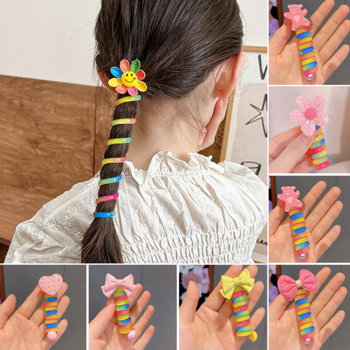 Bandes de cheveux colorées en fil de téléphone pour enfants