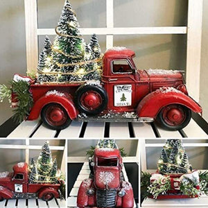 Pièce maîtresse de Noël de camion de ferme rouge